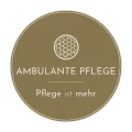 Logo mit einem kreisförmigen Muster oben, darunter der Text "AMBULANTE PFLEGE" und darunter "Pflege ist mehr".