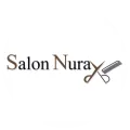 Logo mit "Salon Nuray" Schriftzug mit einer Schere und einem Kamm als grafischen Elementen.